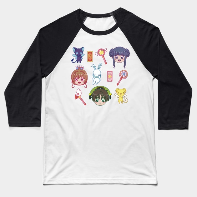 Cute Cardcaptor Heads Baseball T-Shirt by WafflemeAndCo1